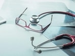 Doctor's desk desk, medical concept with a copy space