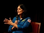 NASA astronaut (Retd.) Sunita Williams addresses a fireside chat on her journey and experiences in space in New Delhi. (PTI)
