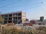 Uncovered building materials in Sector 66 seen on Tuesday (HT)