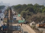 iMumbai, India - January 20, 2026: A view of the Metro carshade constraction work on the estern express Highway at Kangurmarg in Mumbai, India, on Tuesday, January 20, 2025. (Photo by Satish Bate/ Hindustan Times) (Hindustan Times)