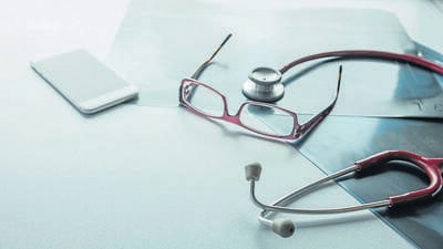 Doctor's desk desk, medical concept with a copy space Doctor's desk desk, medical concept with a copy space