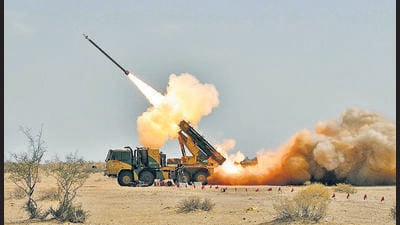 Integrating air-breathing ramjet engines into Russian-origin BM-21 Grad and the locally made Pinaka rocket launcher systems is expected to double their range. (PTI) Integrating air-breathing ramjet engines into Russian-origin BM-21 Grad and the locally made Pinaka rocket launcher systems is expected to double their range. (PTI)