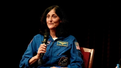 Retired NASA astronaut Sunita Williams addresses a fireside chat on her journey and experiences in space, at the US Embassy, in New Delhi, Tuesday. (PTI) Retired NASA astronaut Sunita Williams addresses a fireside chat on her journey and experiences in space, at the US Embassy, in New Delhi, Tuesday. (PTI)