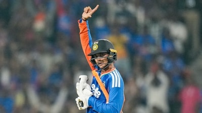 Abhishek Sharma’s explosive 84 off 35 balls set up India’s 48-run victory over New Zealand in the opening T20I of the five-match series. (PTI) Abhishek Sharma’s explosive 84 off 35 balls set up India’s 48-run victory over New Zealand in the opening T20I of the five-match series. (PTI)