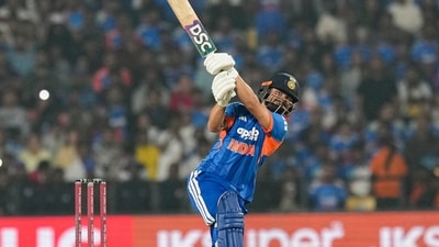 Rinku Singh slammed an unbeaten 44 off 20 deliveries, including four boundaries and three sixes to make sure India cross the 235-run mark in Nagpur. (PTI) Rinku Singh slammed an unbeaten 44 off 20 deliveries, including four boundaries and three sixes to make sure India cross the 235-run mark in Nagpur. (PTI)