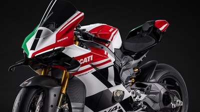 Ducati Panigale V4 Tricolore features Italian heritage design and advanced track-focused technology, including unique carbon fibre wheels and Brembo brake systems. Ducati Panigale V4 Tricolore features Italian heritage design and advanced track-focused technology, including unique carbon fibre wheels and Brembo brake systems.
