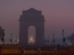 A layer of smog covers the area around India Gate and Kartavya Path, as the Air Quality Index (AQI) was recorded in the 'Very Poor' category by the Central Pollution Control Board (CPCB) in New Delhi on Thursday.
