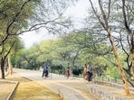 Gurgaon, India- July 22: After finding discrepancies in Chakkarpur project execution, forest department on Thursday has cancelled the permission of bundh restoration project which was earlier given to the Haryana Urban Development Authority (Huda), in Gurgaon, India, on Friday, 22 July 2016. (Photo by Parveen Kumar/Hindustan Times)