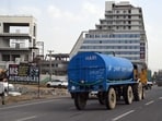 Gurugram, India-June 05, 2024: A water tanker going to supply the water in residential area at new sectors near Dwarka Expressway, in Gurugram, India, on Wednesday, 05 June 2024. (Photo by Parveen Kumar/Hindustan Times)(Pic to go with Leena's story)