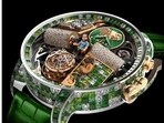 The watch features demantoid garnets, tsavorites, green sapphires, and white diamonds. It pays a tribute to Anant Ambani's passion project, Vantara. (Jacob and Co and ANI)
