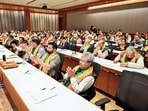 Newly elected BJP president Nitin Nabin on Wednesday chaired a meeting related to the party's central office bearers.
