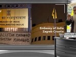 SFJ leader Gurpatwant Singh Pannun (right) showing video proof of Khalistanis defacing the Indian embassy in Croatia. (X)