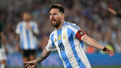 Lionel Messi celebrates after scoring a goal. (AFP) Lionel Messi celebrates after scoring a goal. (AFP)