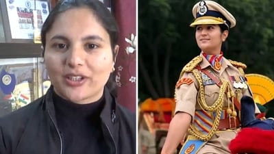 Shail Bala, Simran Bala’s sister, expressed her happiness. (X/@ANI) Shail Bala, Simran Bala’s sister, expressed her happiness. (X/@ANI)
