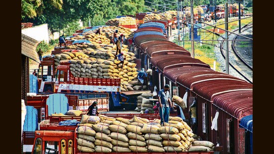 A full rake of rice, weighing 2,768 tonnes, was loaded from Sangrur goods shed of the Ambala division on January 21 and reached its destination within 24 hours. (PTI file photo/for representation only)