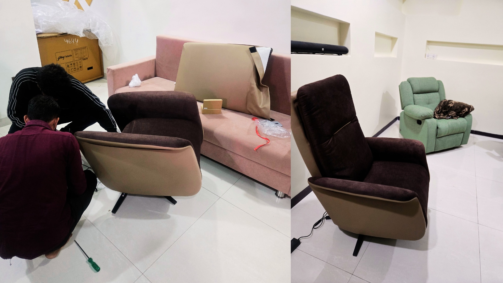 Assembling the Interio by Godrej TuneIn Motorised 1-Seater Fabric Recliner Chair (Hindustan Times)