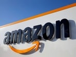 The logo of Amazon is seen at the company logistics centre in Boves, France.