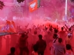 Mumbai mayor election live updates: BJP workers celebrate the win in the Brihanmumbai Municipal Corporation elections (BMC).