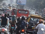 Commuters reported delays running into hours, with many struggling to reach workplaces, hospitals, railway stations and schools. (MAHENDRA KOLHE/HT PHOTO)