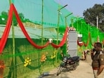Houses covered with net as as a pilot project of the WTI (HT Photo)