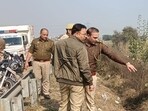 Locals found the body of the man, suspected to be aged between 25-30 years, which had a crown tattoo on the chest and “JS” written under it, on Tuesday. (HT Photos)