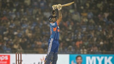 Suryakumar Yadav top-scored with an unbeaten knock of 82* runs off 37 balls. (AFP) Suryakumar Yadav top-scored with an unbeaten knock of 82* runs off 37 balls. (AFP)
