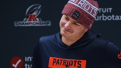 New England Patriots QB Drake Maye answers a question. The New England Patriots advance to the AFC Championship Game against the Denver Broncos on January 25. Here's the last time they won. Friday, Jan. 23, 2026, in Foxborough, Mass. (AP Photo/Charles Krupa) (AP) New England Patriots QB Drake Maye answers a question. The New England Patriots advance to the AFC Championship Game against the Denver Broncos on January 25. Here's the last time they won. Friday, Jan. 23, 2026, in Foxborough, Mass. (AP Photo/Charles Krupa) (AP)