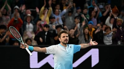 Stan Wawrinka celebrates after winning against France's Arthur Gea during their men's singles match (AFP) Stan Wawrinka celebrates after winning against France's Arthur Gea during their men's singles match (AFP)