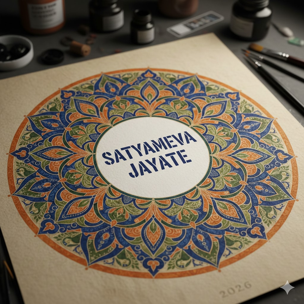 Intricate mandala patterns with "Vande Mataram" or "Satyameva Jayate" is another great rangoli option. (Made using Gemini AI) Intricate mandala patterns with "Vande Mataram" or "Satyameva Jayate" is another great rangoli option. (Made using Gemini AI)