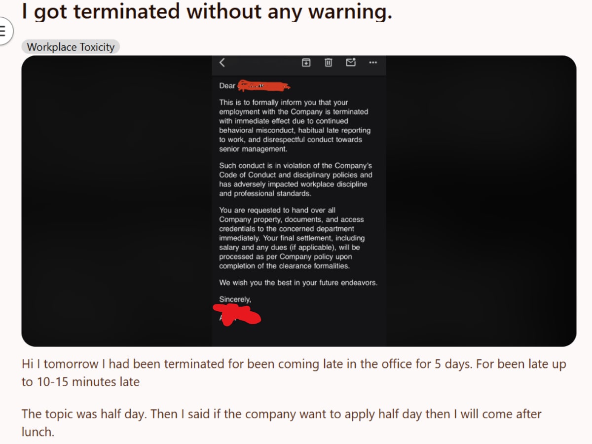 Screengrab of the Reddit post. (Reddit) Screengrab of the Reddit post. (Reddit)