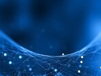 Abstract network background with low poly design with connecting lines