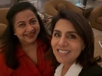 Radhika Sarathkumar and Neetu Kapoor caught up at the latter's home in Mumbai. Radhika Sarathkumar and Neetu Kapoor caught up at the latter's home in Mumbai.