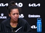 Naomi Osaka attends a press conference.
