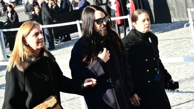 Valentino creative director Alessandro Michele arrived at the funeral ceremony to pay respects to the late Italian fashion designer Valentino Garavani, dressed in all black.&nbsp; (AFP)