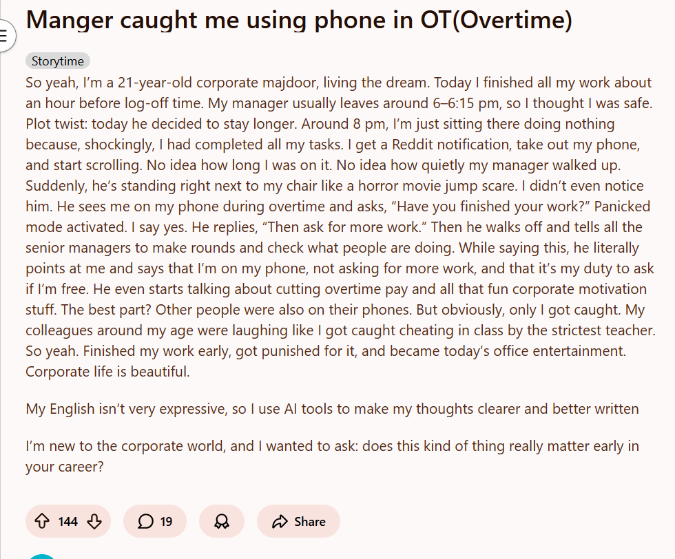 Screengrab of the Reddit post. (Reddit) Screengrab of the Reddit post. (Reddit)
