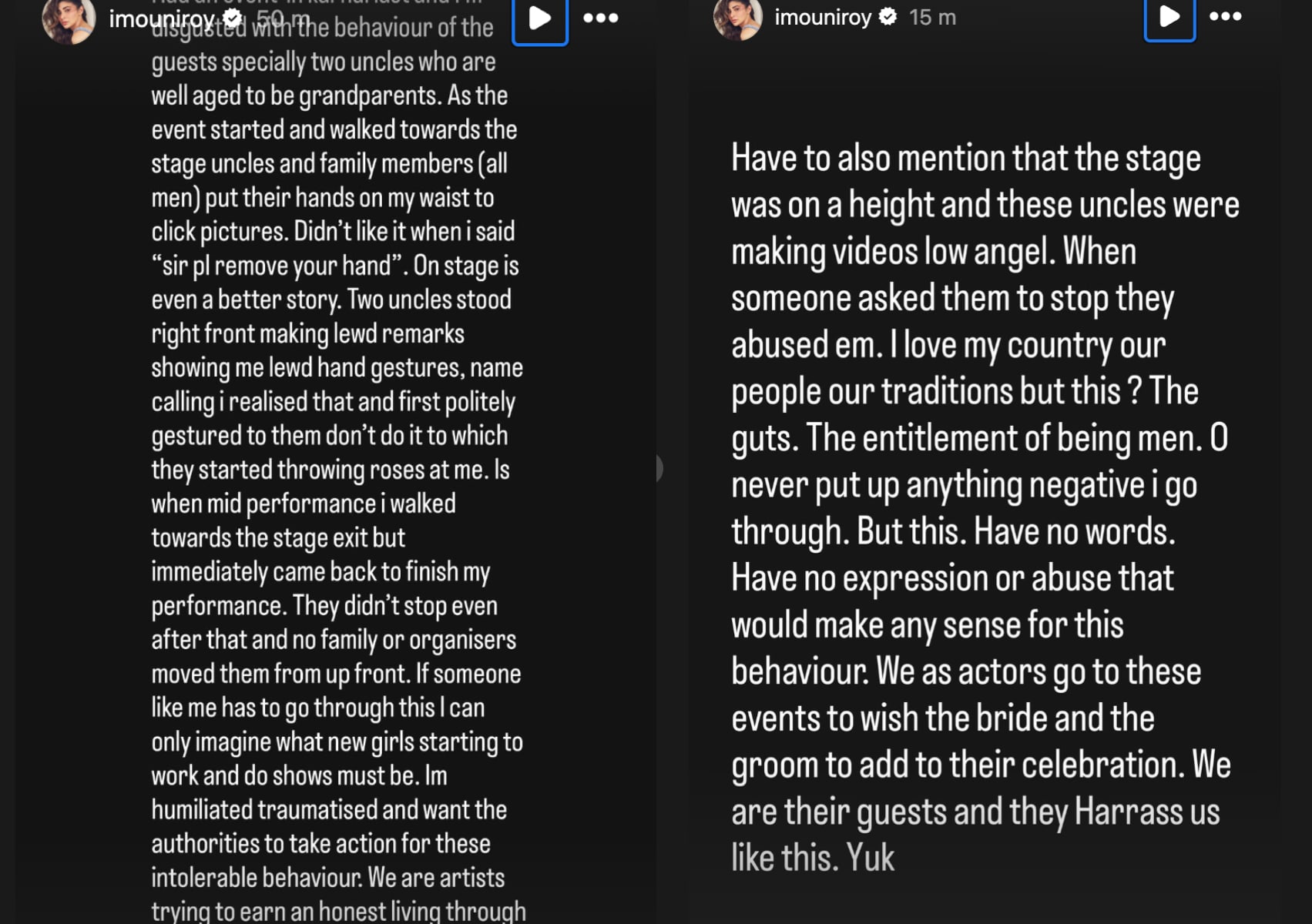 Mouni Roy expresses her distress on Instagram stories Mouni Roy expresses her distress on Instagram stories