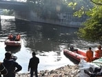 A large-scale search and rescue operation, ongoing for nearly 24 hours, has failed to locate his body, said police. (Arvind Yadav/HT PHOTO)