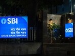 Signage at the State Bank of India (SBI) headquarters in Mumbai.