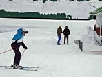 Jammu and Kashmir chief minister Omar Abdullah skiing in Gulmarg on Sunday. (ANI Video Grab)