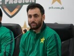 Salman Ali Agha speaks during a press conference to announce the squad for the ICC Men's T20 World Cup 2026.