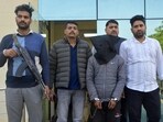 The arrested accused in police custody on Sunday. (Sant Arora/HT)