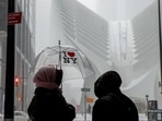 Pedestrians in front of the Oculus during a winter storm in New York, US, on Sunday, Jan. 25, 2026.