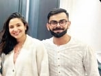 Anushka Sharma and Virat Kohli were seen performing a religious puja at their residence in London in a photo shared by a fan club.