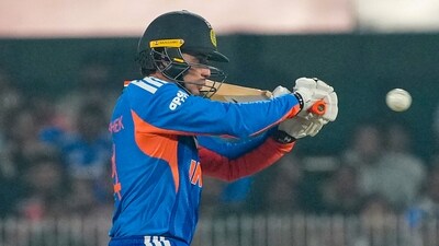 Abhishek Sharma top-scored with an unbeaten knock of 68* runs off 20 balls. (PTI) Abhishek Sharma top-scored with an unbeaten knock of 68* runs off 20 balls. (PTI)