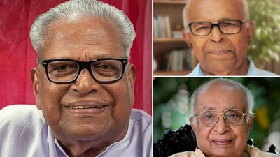 Clockwise from left: VS Achuthanandan, P Narayanan, and KT Thomas, Padma Vibhushan awardees 2026. (Photos: PIB)