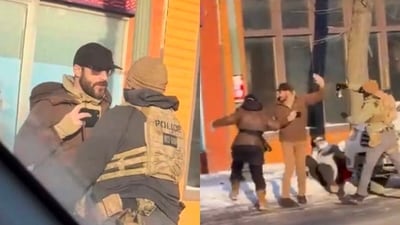 Screengrabs showing Alex Pretti's confrontation with the Border Patrol agents. (X/@markbecker26, X/@meiselasb)
