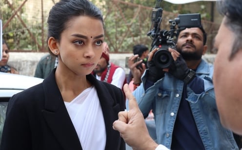Anurima Chakraborty shooting for a TV show in Lucknow