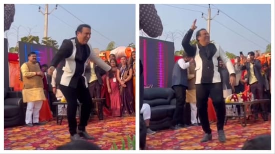 Govinda performed at a school in Pratapgarh on Saturday.
