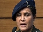 Colonel Sofiya Qureshi addressing the media regarding Operation Sindoor in New Delhi.