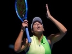 Madison Keys of the U.S. reacts during her fourth round match against compatriot Jessica Pegula at the Australian Open championship in Melbourne